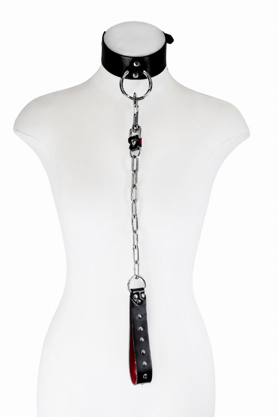 Mid weight Industrial Chain Leash Red/ Black