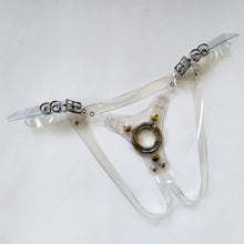 Load image into Gallery viewer, Gemma Proebst Adjustable strap-on harness in 2mm transparent PVC, handmade in New Zealand
