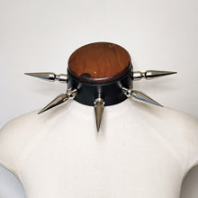 Load image into Gallery viewer, The choker is made with rich 2.2mm black leather, with a silky smooth lining and buckle closure. Handmade in New Zealand by Gemma Proebst.

